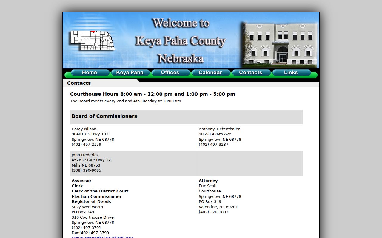 Keya Paha County warrant records county contact directory