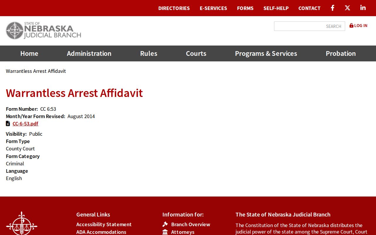 Keya Paha County arrest warrant lookup probable cause affidavit