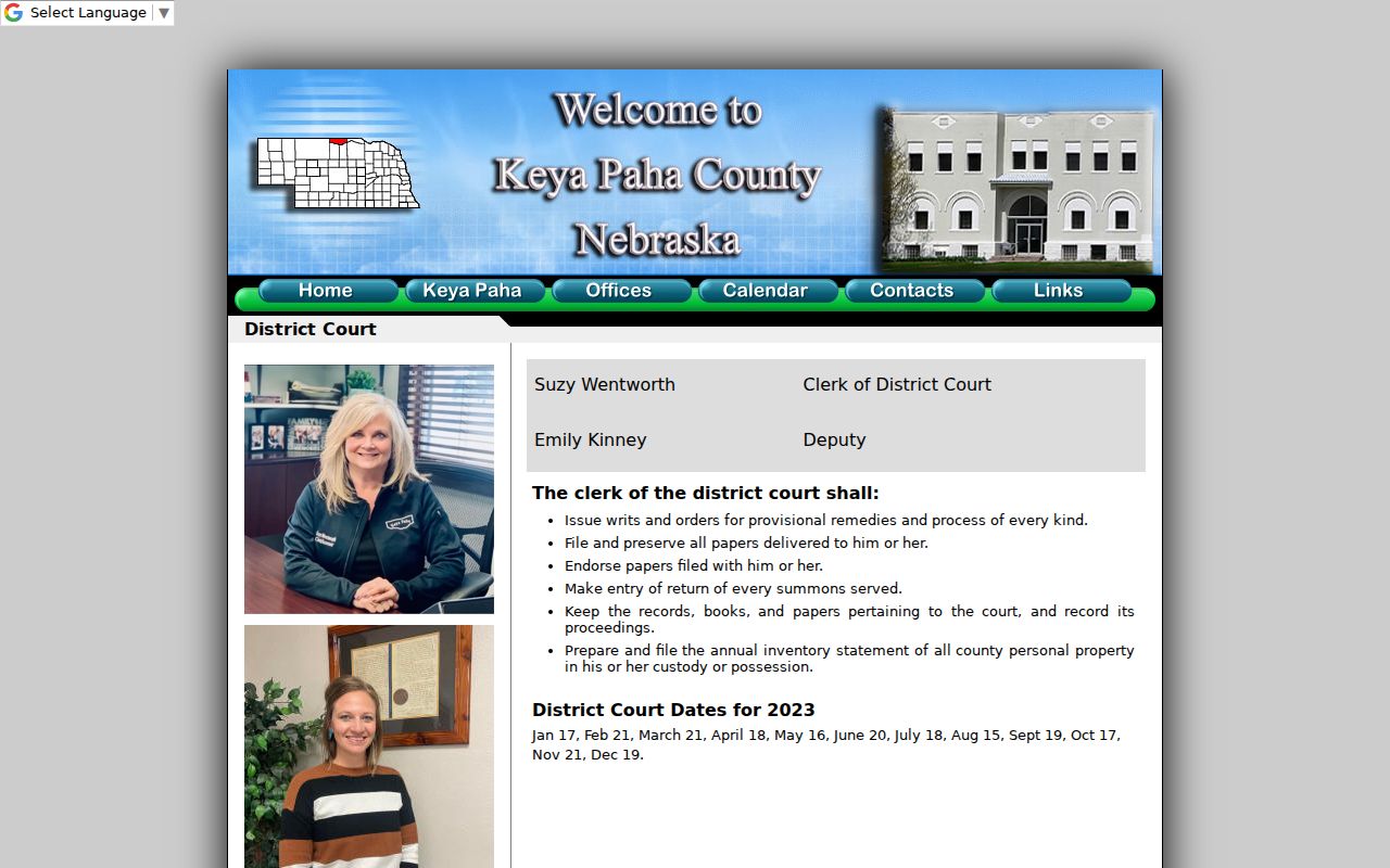 Keya Paha County active warrant search District Court office